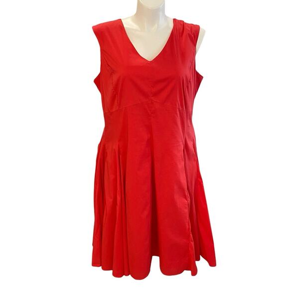 Jessica London Plus Size 18 Red Sleeveless Fit And Flare Party Dress Garden - Picture 1 of 6
